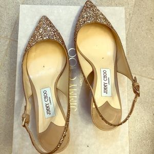 Jimmy Choo GEMMA Glitter Point Toe Slingback pump